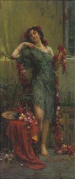 Hans Zatzka : Girls with garlands of flowers II